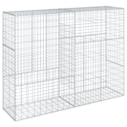 Panier gabion clôture cage mur de soutènement avec couvercle 200 x 50 x 150 cm fer galvanisé Argent 02_0040144