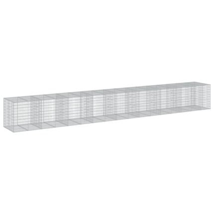 Panier gabion clôture cage mur de soutènement avec couvercle 950 x 100 x 100 cm fer galvanisé Argent 02_0040217