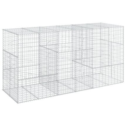 Panier gabion clôture cage mur de soutènement avec couvercle 300 x 100 x 150 cm fer galvanisé Argent 02_0040150