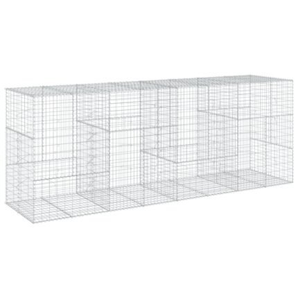 Panier gabion clôture cage mur de soutènement avec couvercle 400 x 100 x 150 cm fer galvanisé Argent 02_0040160