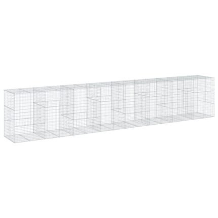 Panier gabion clôture cage mur de soutènement avec couvercle 800 x 100 x 150 cm fer galvanisé Argent 02_0040200
