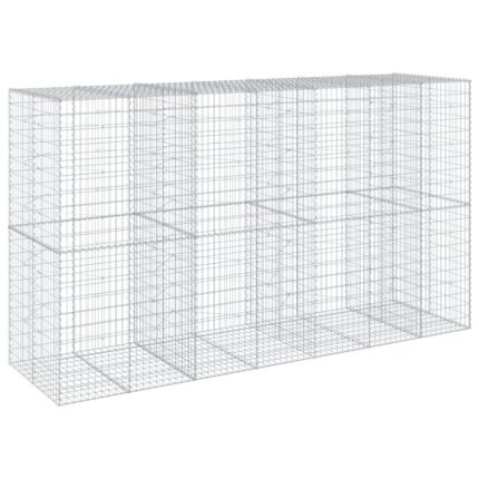 Panier gabion clôture cage mur de soutènement avec couvercle 350 x 100 x 200 cm fer galvanisé Argent 02_0040158