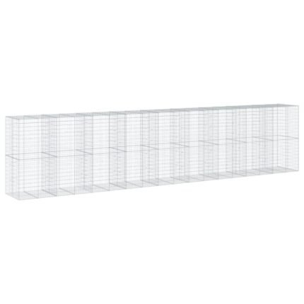 Panier gabion clôture cage mur de soutènement avec couvercle 900 x 100 x 200 cm fer galvanisé Argent 02_0040211