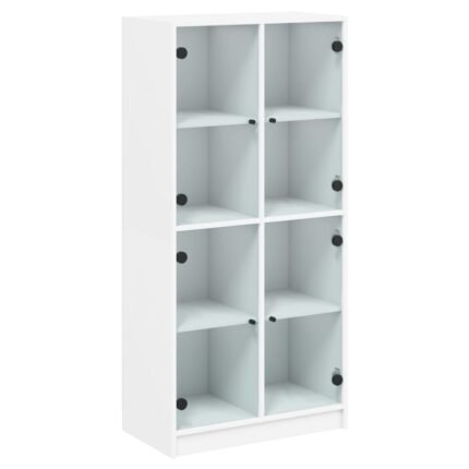 Buffet bahut commode armoire meuble de rangement organisateur cuisine salle de séjour salon haut avec portes 68 x 37 x 142 cm bois d'ingénierie blanc 02_0032228