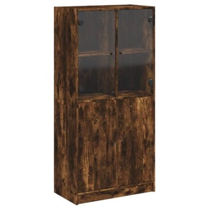 Buffet bahut commode armoire meuble de rangement organisateur cuisine salle de séjour salon haut avec portes 68 x 37 x 142 cm bois ingénierie marron 02_0032231