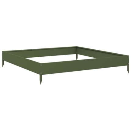 Jardinière bac lit surélevé plantes fleurs terrasse jardin de jardin olive 100 x 100 x 18,5 cm acier vert 02_0039850