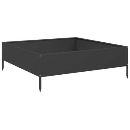 Jardinière bac lit surélevé plantes fleurs terrasse jardin de jardin 100 x 100 x 33,5 cm acier noir 02_0039282