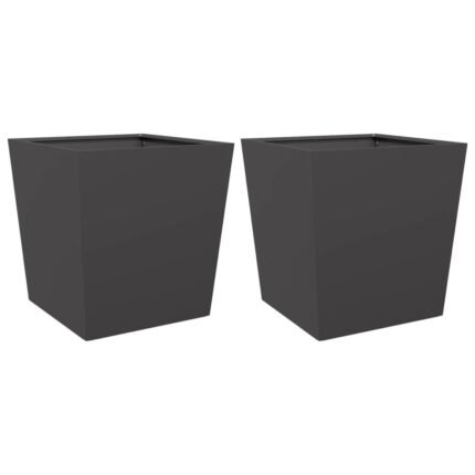 Jardinière bac lit surélevé plantes fleurs jardin terrasses lot de 2 50 x 50 x 50 cm acier noir 02_0038990