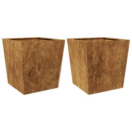Jardinière bac lit surélevé plantes fleurs jardin terrasses lot de 2 50 x 50 x 50 cm acier corten Marron 02_0038991