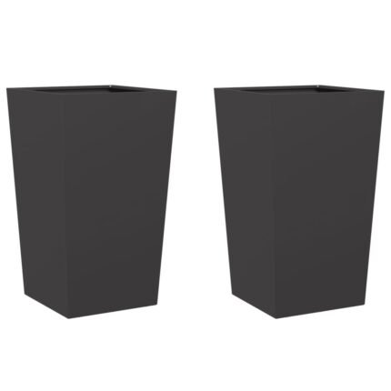 Jardinière bac lit surélevé plantes fleurs jardin terrasses lot de 2 45 x 45 x 75 cm acier noir 02_0038980