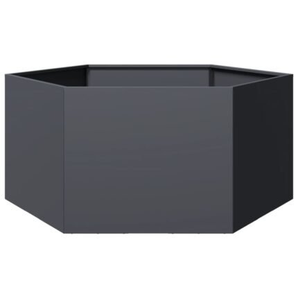 Jardinière bac lit surélevé plantes fleurs terrasse jardin hexagone 104 x 90 x 45 cm acier anthracite 02_0038630