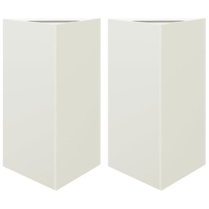 Jardinière bac lit surélevé plantes fleurs jardin terrasses lot de 2 triangulaire 50 x 43 x 75 cm acier blanc 02_0039105