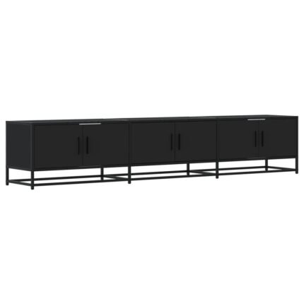 Meuble TV multimédia étagère télévision buffet téléviseur salle à manger salon chambre 210 x 35 x 41 cm bois d'ingénierie noir 02_0026113