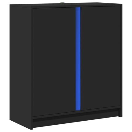 Buffet bahut commode armoire meuble de rangement organisateur cuisine salle de séjour salon avec LED 77 x 34 x 85 cm bois d'ingénierie noir 02_0029816