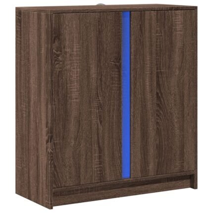 Buffet bahut commode armoire meuble de rangement organisateur cuisine salle de séjour salon avec LED 77 x 34 x 85 cm bois d'ingénierie marron 02_0029792