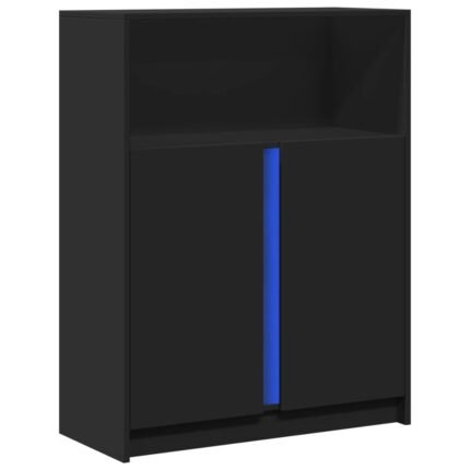 Buffet bahut commode armoire meuble de rangement organisateur cuisine salle de séjour salon avec LED 77 x 34 x 100 cm bois d'ingénierie noir 02_0029815