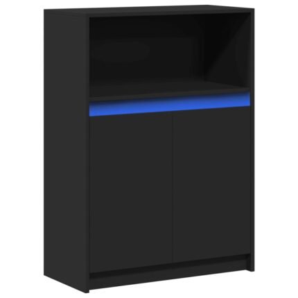 Buffet bahut commode armoire meuble de rangement organisateur cuisine salle de séjour salon avec LED 72 x 34 x 100 cm bois d'ingénierie noir 02_0029813