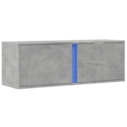 Meuble TV multimédia étagère télévision buffet téléviseur salle à manger salon chambre mural avec lumières LED 100 x 31 x 35 cm gris 02_0027840
