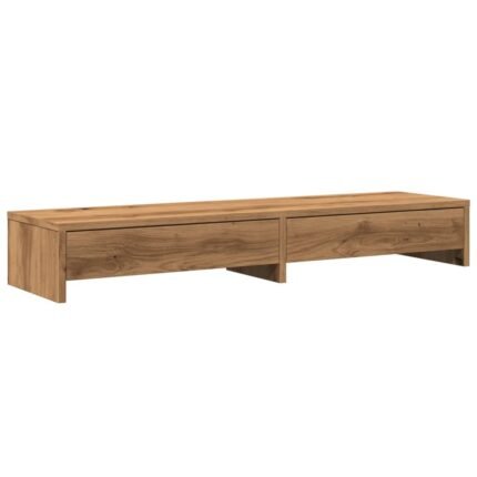 Support de moniteur table meuble bureau et tiroirs artisanal bois ingénierie marron 02_0044962