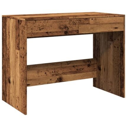 Bureau table poste de travail meuble d'ordinateur informatique étude vieux bois 101 x 50 x 76,5 cm bois d'ingénierie brun 02_0023973