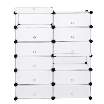 Étagère à chaussures boîte à chaussures 12 compartiments modulable rangement chaussures chaque casier 40 x 30 x 17 cm grille métallique blanc 2012058