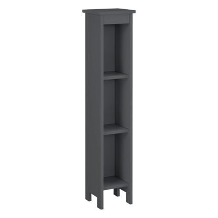 Meuble colonne pour salle de bain de rangement avec 3 compartiments de stockage 80 cm panneau de particules gris 03_0005827