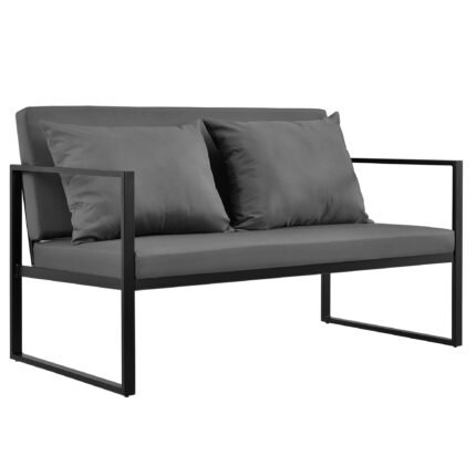 Canapé de jardin avec coussins gris foncé 70 x 114 x 60 cm noir 03_0006708