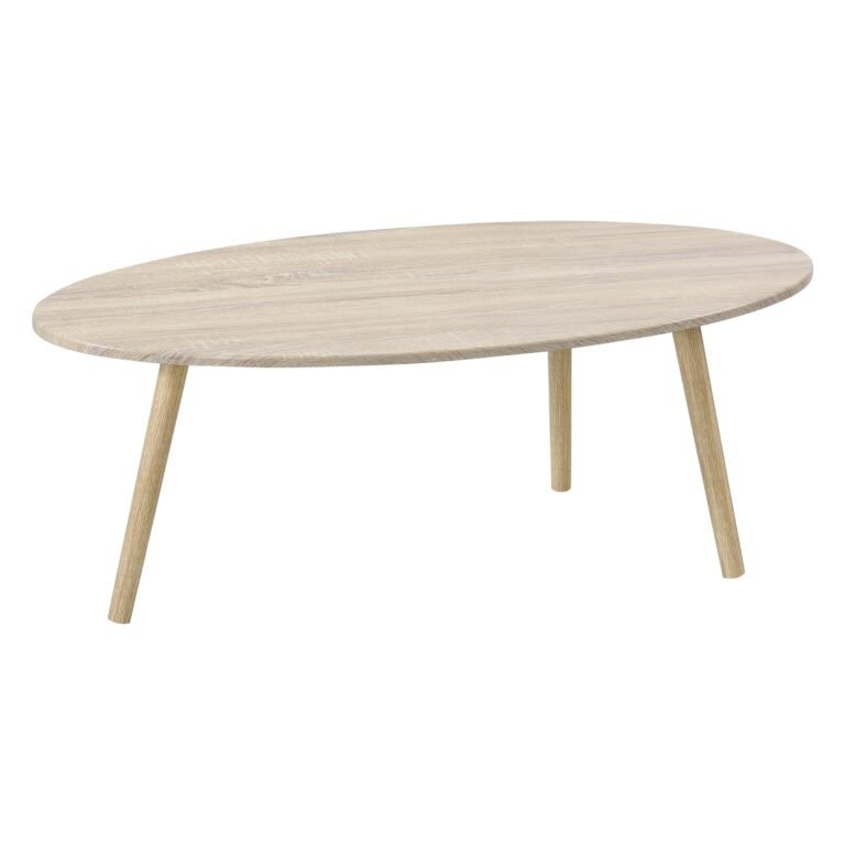 Table basse pour salon avec pieds solides en bois MDF et PVC 110 cm effet chêne et bois 03_0006155