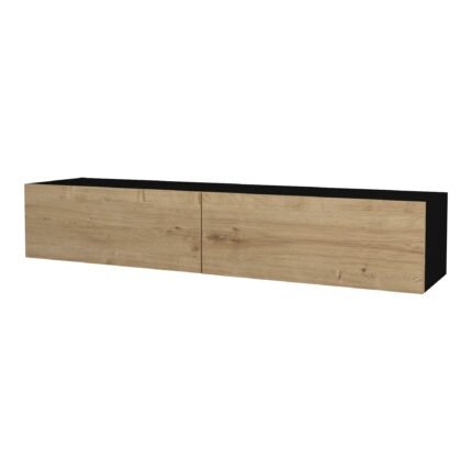 Meuble TV 135 x 31 x 25 cm noir et effet chêne 03_0007869
