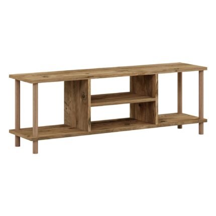 Meuble TV avec espace de rangement 43 x 120 x 29 cm effet bois 03_0007885