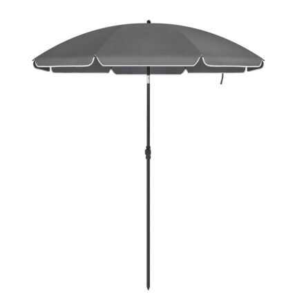 Parasol de jardin diamètre 2 m ombrelle protection UPF 50+ inclinable portable résistant au vent baleines en fibre de verre avec sac gris 12_0001752