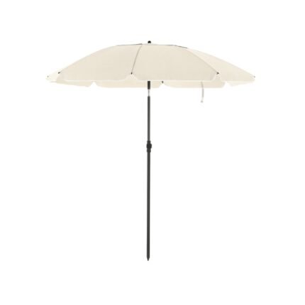 Parasol de jardin diamètre 2 m ombrelle protection UPS 50+ inclinable portable résistant au vent baleines en fibre de verre avec sac  beige 12_0001818