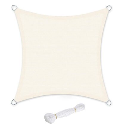 Voile d'ombrage 5 x 5 m  en HDPE protection solaire protection anti UV perméable à l'air pour le jardin le balcon respirant perméable à l'eau carré beige 12_0001726