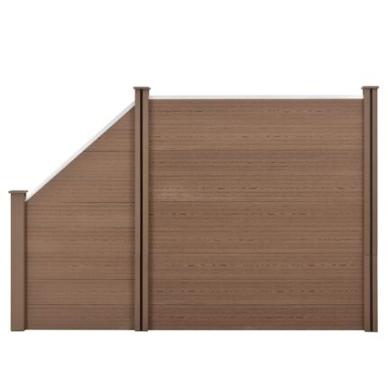 Clôture brise vue brise vent bois composite (wpc) quadratique et oblique brun 183 x 277 cm 03_0001453