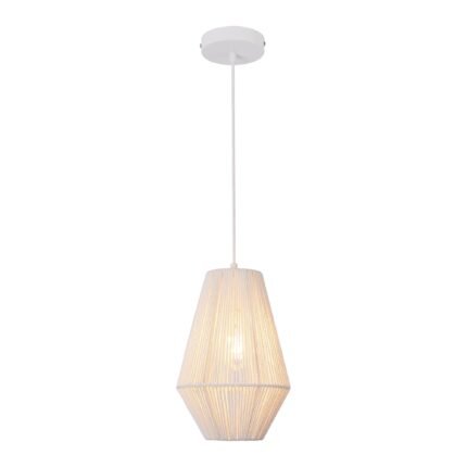 Lustre lampe lumière suspendu suspension métal corde 160 x 20 cm blanc 03_0007572