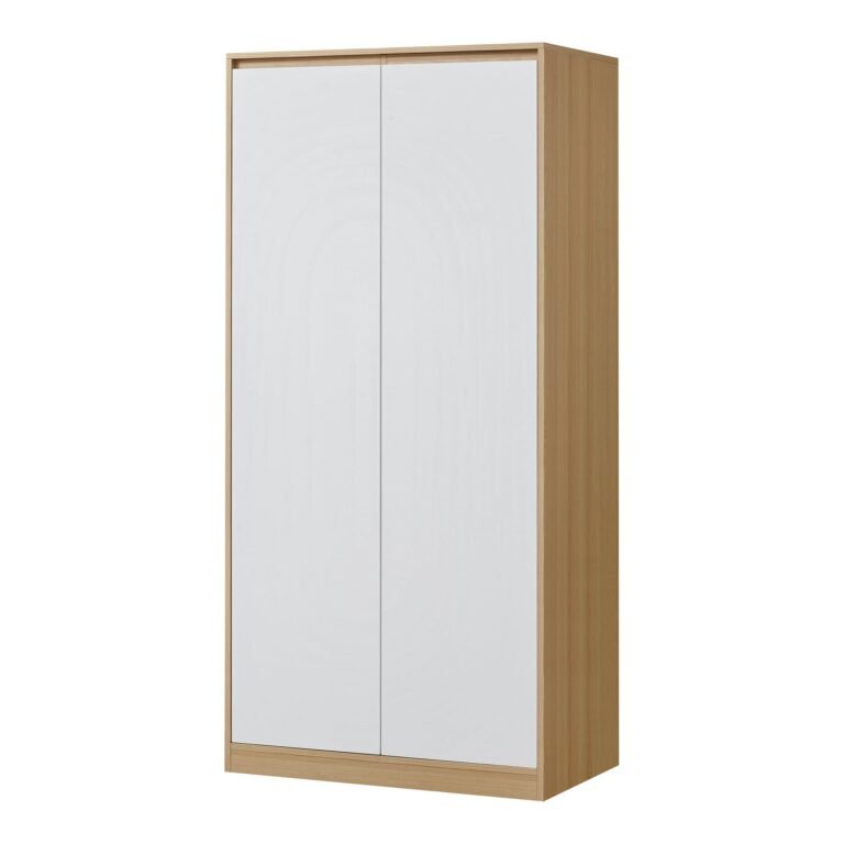 Armoire de chambre garde-robe moderne meuble de rangement intemporel avec 4 étagères MDF 176 x 80 x 52 cm effet chêne blanc 03_0006364