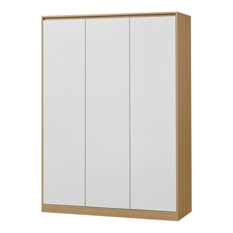 Armoire de chambre garde-robe moderne meuble de rangement intemporel avec 4 étagères MDF 176 x 120 x 52 cm effet chêne blanc 03_0006363