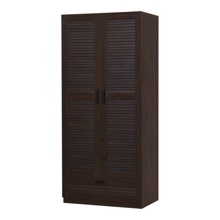 Armoire de chambre garde-robe moderne meuble de rangement intemporel 4 étagères 1 tiroir MDF 176 x 80 x 52 cm effet noyer foncé 03_0006376