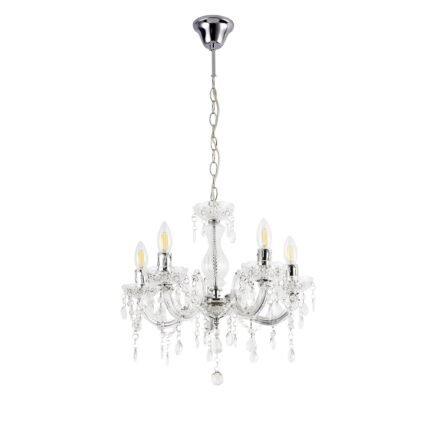 Lustre élégant luminaire suspendue lampe suspension métal et plastique 5 x E14 diamètre Ø : env. 35 cm blanc 03_0002813