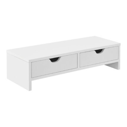 Réhausseur d'écran avec 2 tiroirs 50 x 18 x 13 cm blanc 03_0008216