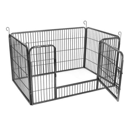 Parc pour chiens enclos en métal pour chien parc pour chiot rongeur et lapin pliable avec porte gris 122 x 80 x 70 cm 12_0001195
