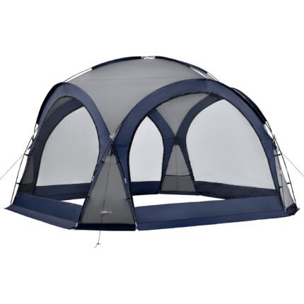 Tonnelle de camping avec guirlande à 96 led 345 x 345 x 247 cm bleu 03_0008740