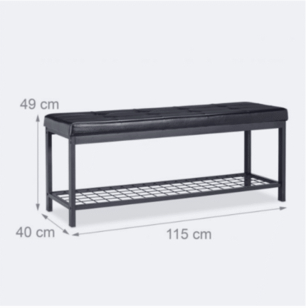 Banc banquette range chaussures ouvert  synthétique support grillage métal 115 cm noir 13_0000367_2