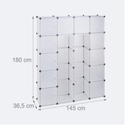 Étagère cubes rangement penderie armoire plastique 14 casiers 180 cm transparent 13_0001070