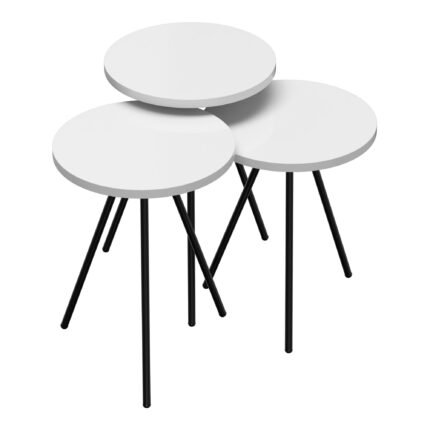 Set de 3 tables d'appoint rondes gigognes blanc noir 03_0008416