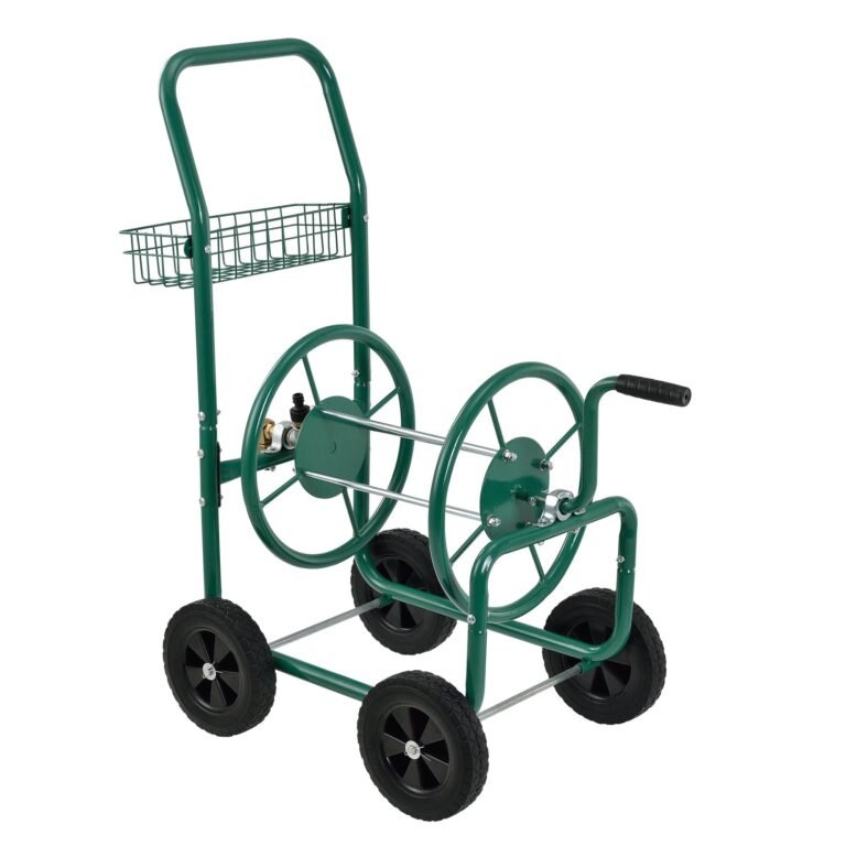 Enrouleur de tuyau d'arrossage 3/4 pouce métal 92 cm vert 03_0001641