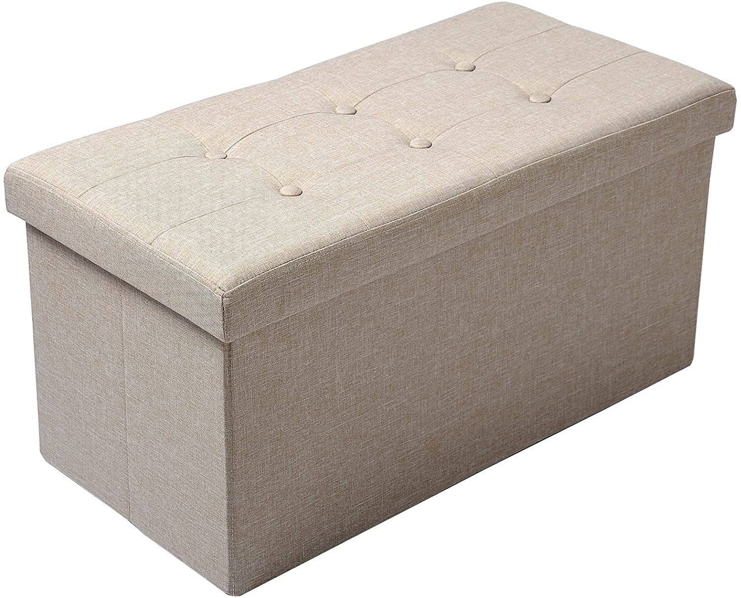 Sitzhocker-Aufbewahrungsbox-Gepolsterte-Leinen-SH32cm-beige1