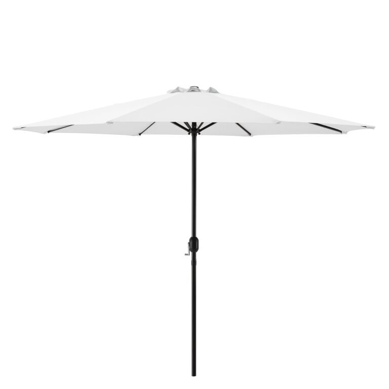 Parasol de jardin solide résistant au rayonnement UV imperméable polyester acier 300 blanc 03_0005909