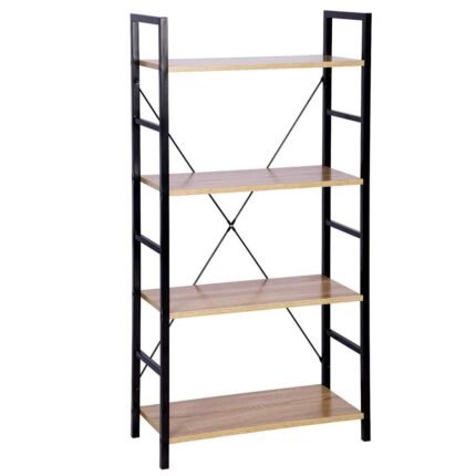 Étagère stand avec étagère en métal & bois chêne noir clair 19_0000440