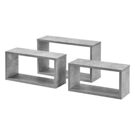 Lot de 3 étagères murales set d'étagères flottantes stylées de tailles différentes capacité de charge 5 kg gris 03_0005794